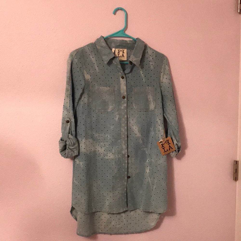 PPLA distresses Jean button up dress